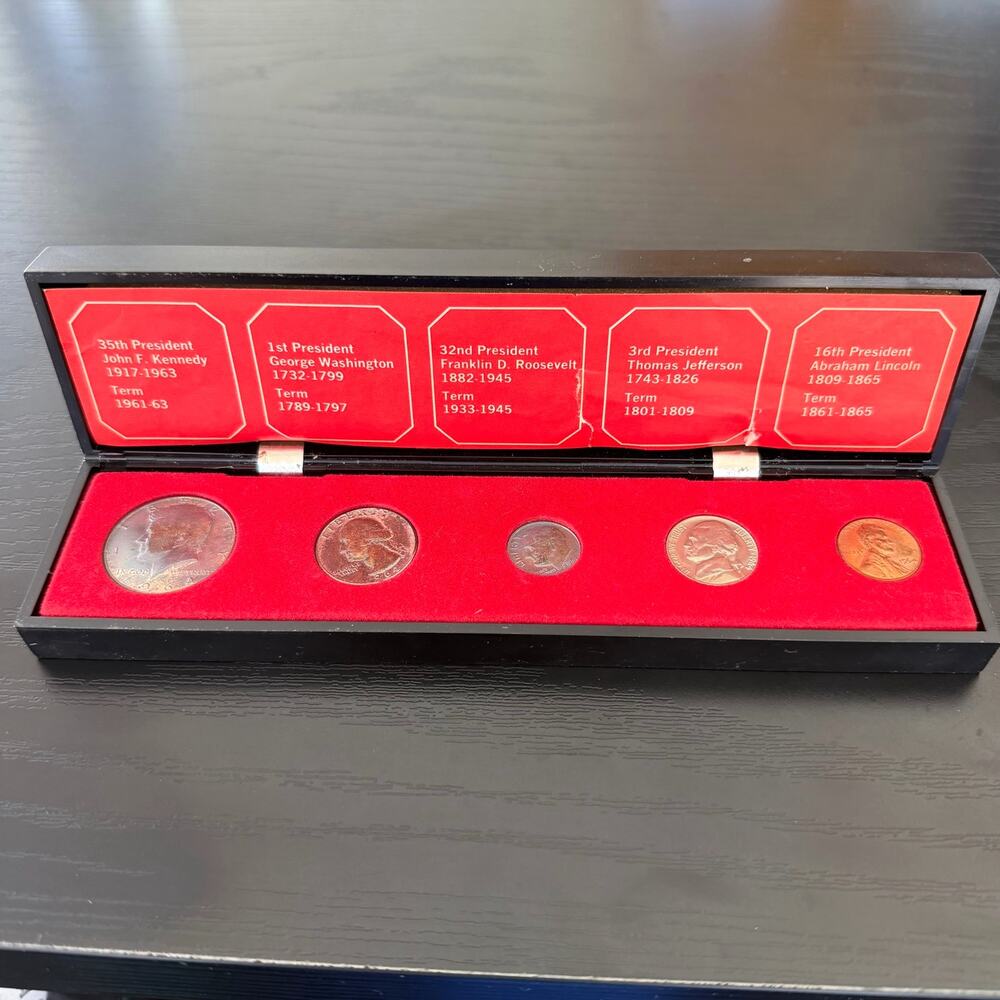 1964 The Presidential Silver Coin Set in Display Box Original Patina/Toning